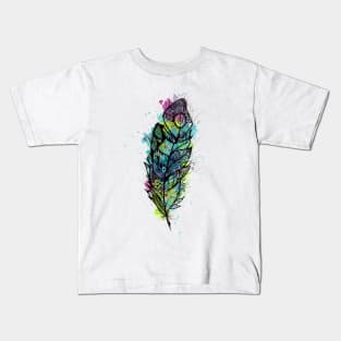 Watercolor Feather Tattoo Kids T-Shirt